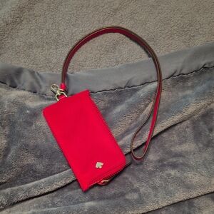 Kate Spade Red Wristlet Clutch with Elegant Metallic Detail